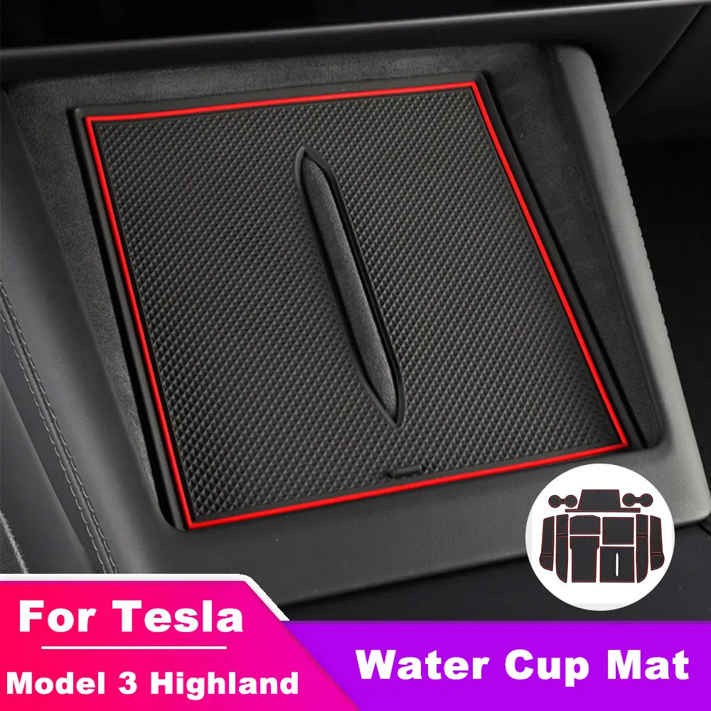 

For New Tesla Model 3 Highland 2024 Car Door Groove Mat Dust and wear-resistant Water Cup Pad 4/11pcs Interior Accessories