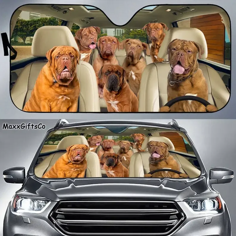 Protetor solar para carro Dogue de Bordeaux, protetor solar para cães, protetor solar para família de cães, acessórios para carro, decoração de carro, presente para pai, mãe
