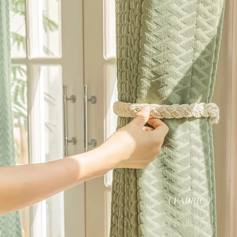 

Luxury Decor Home Chenille Screen Elegant Classic Curtains for Living Room Bedroom High Shading Curtain Vintage Herringbone