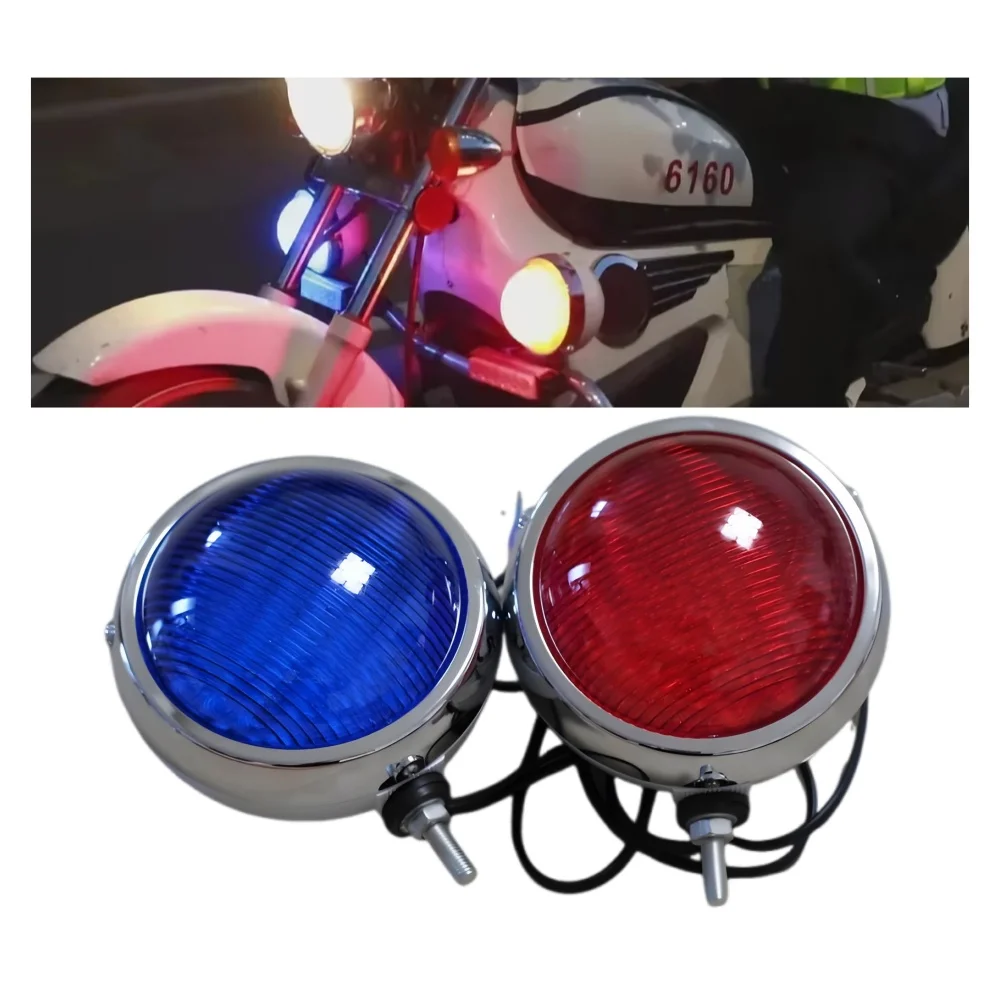

1 Set Round 12V Strobe LED Beacon Patrol Motorcycle Flashing Warning Lights Red Blue