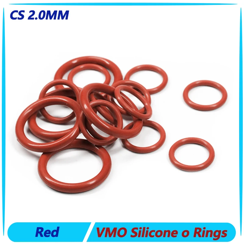 

10/50pcs Red Silicon VMQ O Rings Rubber Gasket Food Grade Waterproof Washer Sealing Round O Shape Silicon Ring CS 2mm OD 5~100mm