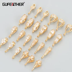 GUFEATHER M838,jewelry accessories,pass REACH,nickel free,18k gold plated,zircons,charm,connector,hooks,jewelry making,20pcs/lot