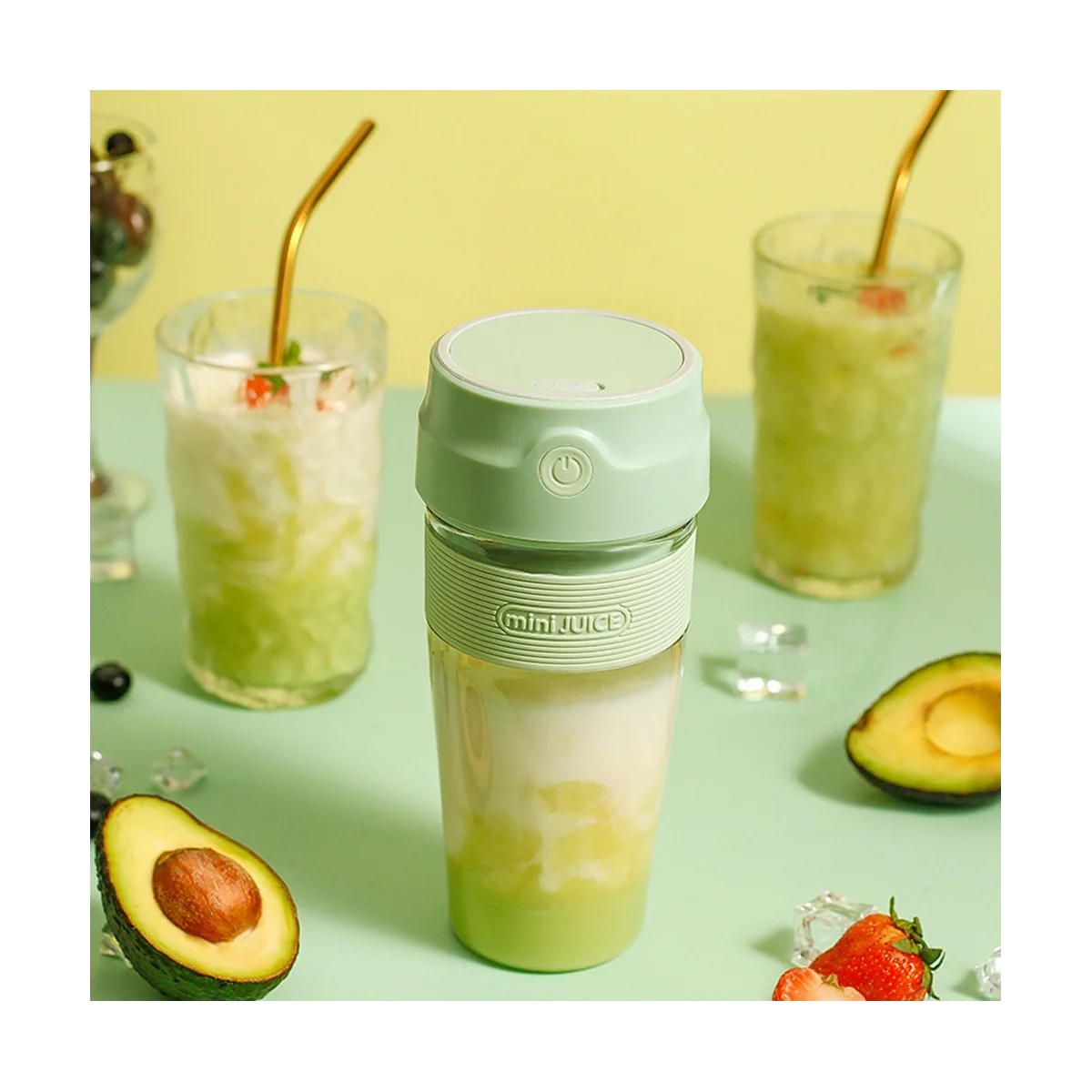 Frullatori ricaricabili USB spremiagrumi spremiagrumi portatili tazza Mini frullatori portatili elettrici veloci frullato verde ghiaccio