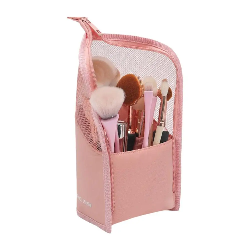 New Stand Cosmetic Bag for Women Clear Zipper Makeup Bag Travel Female Makeup Brush Holder Organizer Toiletry Bag F9F6