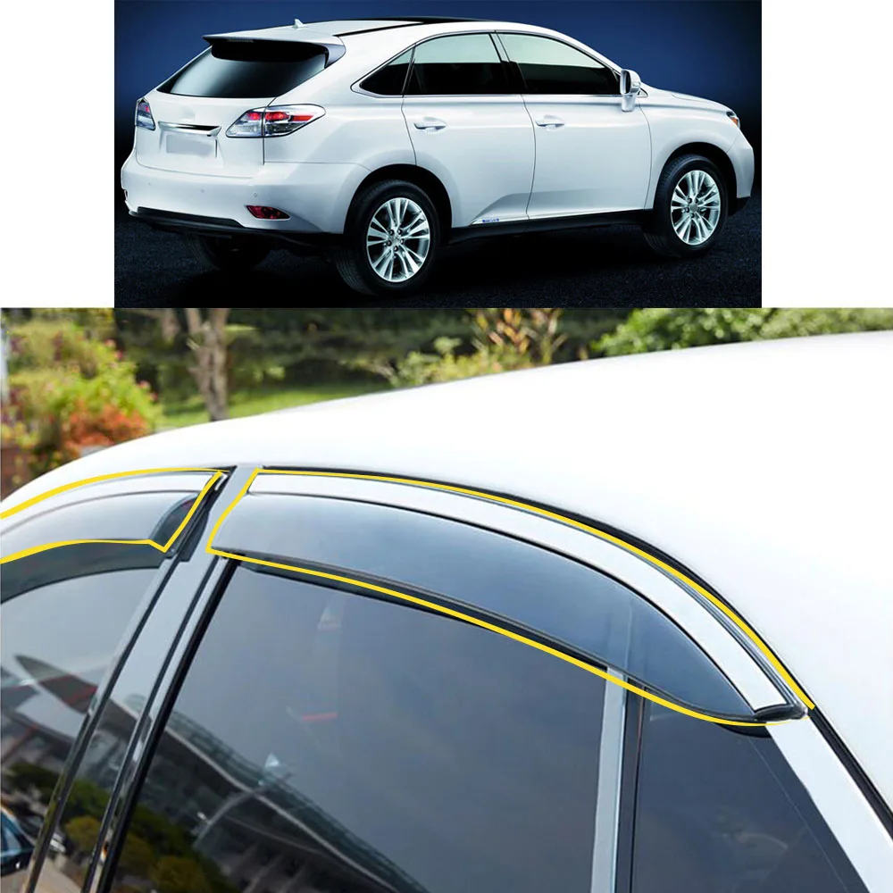 Car Sticker Window Glass Wind Visor Rain/Sun Guard Vent For Lexus Rx (XU30) RX350 Rx270 Rx300 Rx400h rx450h 2004 2005-2008 2009
