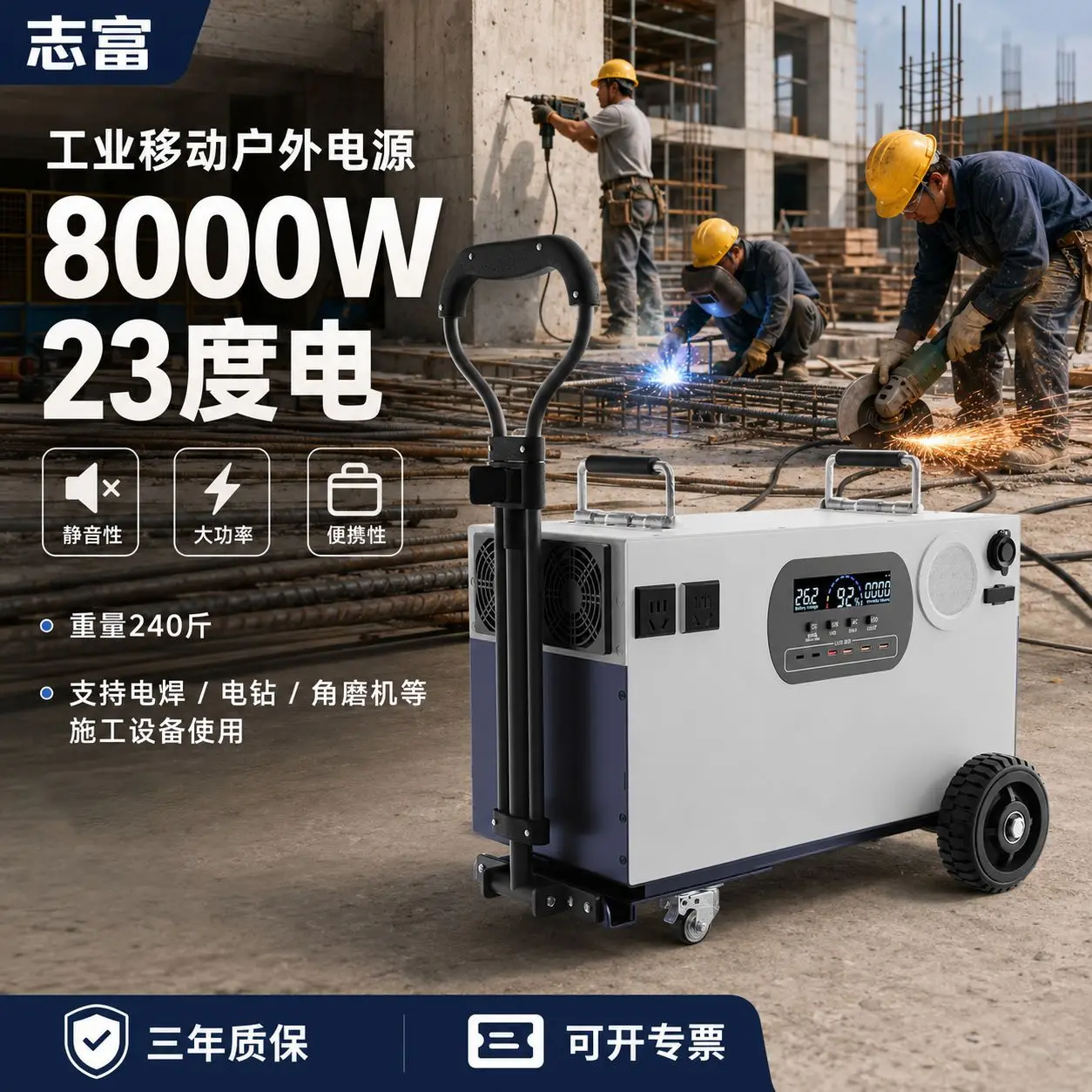 Industrial outdoor mobile power supply 220V project portable high power large capacity construction site emergency outdoor power