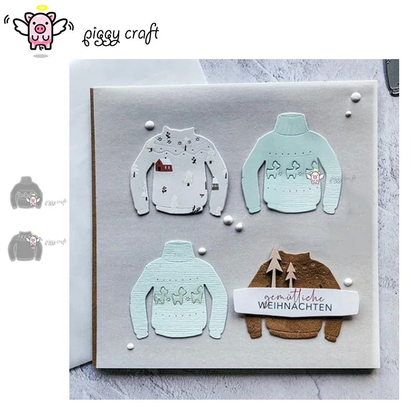 Piggy Craft metal cutting dies cut die mold Christmas sweater clothes Scrapbook paper craft knife mould blade punch stencils die