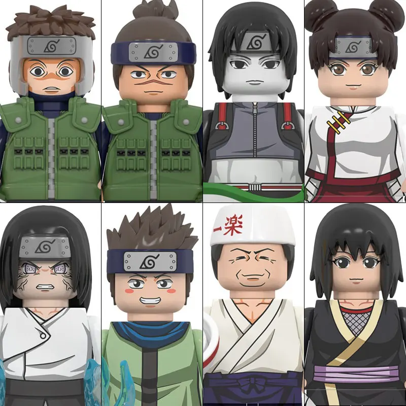 Bloques de construcción de dibujos animados de Anime, minifiguras de acción de bloques de construcción de Melee, BLEACH, Sasuke, Kakashi, Luffy,