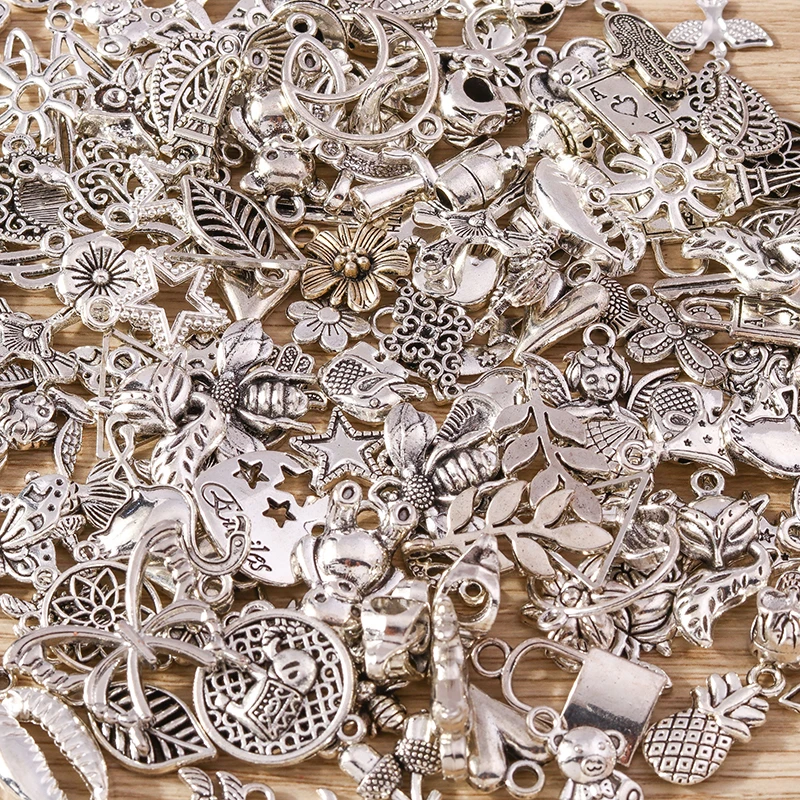 Tusember 50 Stück modische Metallanhänger aus Legierung, Tier-, Stern-, Blumen- und Kreuzanhänger für Ohrringe, Armbänder, Halsketten, DIY-Schmuckherstellung – Detail 3