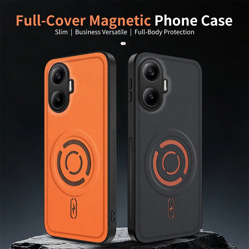 Business ShockProof Fabric Texture Magnetic Case For Xiaomi Poco F7 Ultra Pro Poco F6 Pro For Magsafe Back Cover Capa Coque