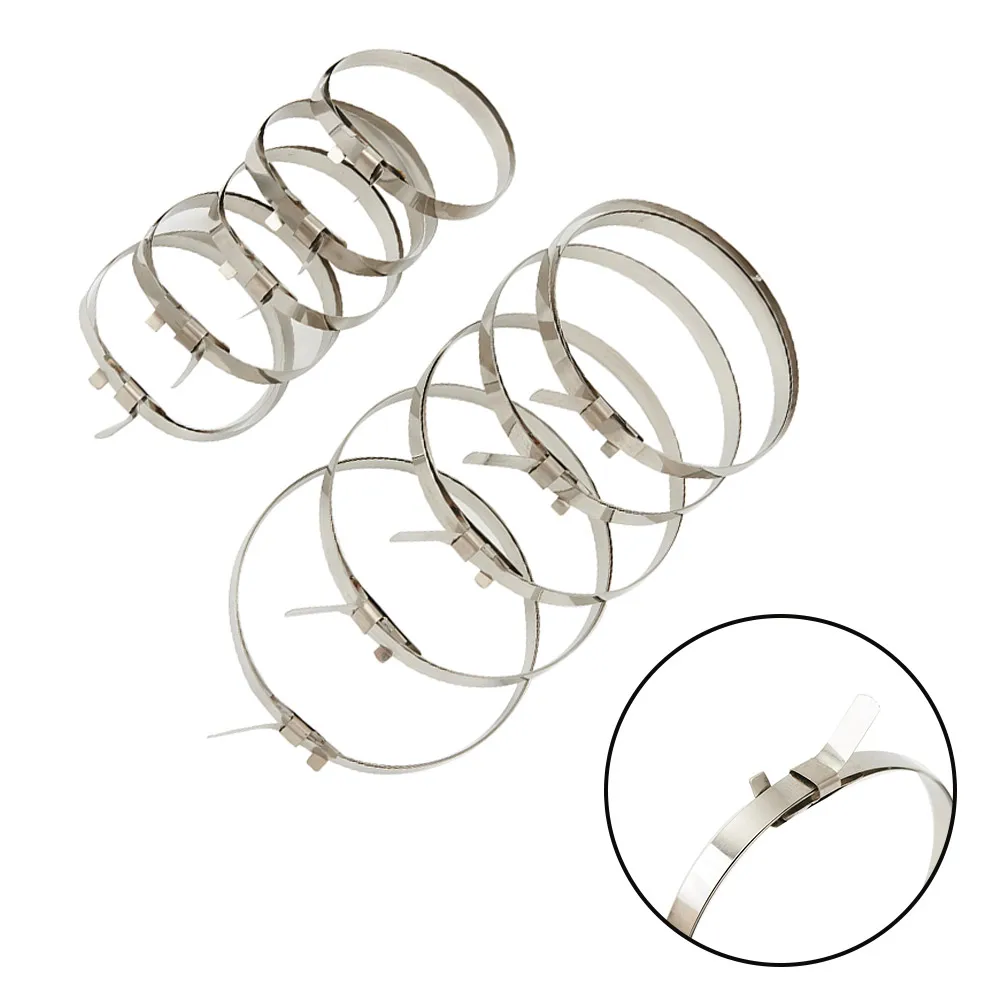 Complete 10 Piece Stainless Steel Axle Joint Boot Crimp Clamp Kit with Small and Large Bands for Vehicle Maintenance
