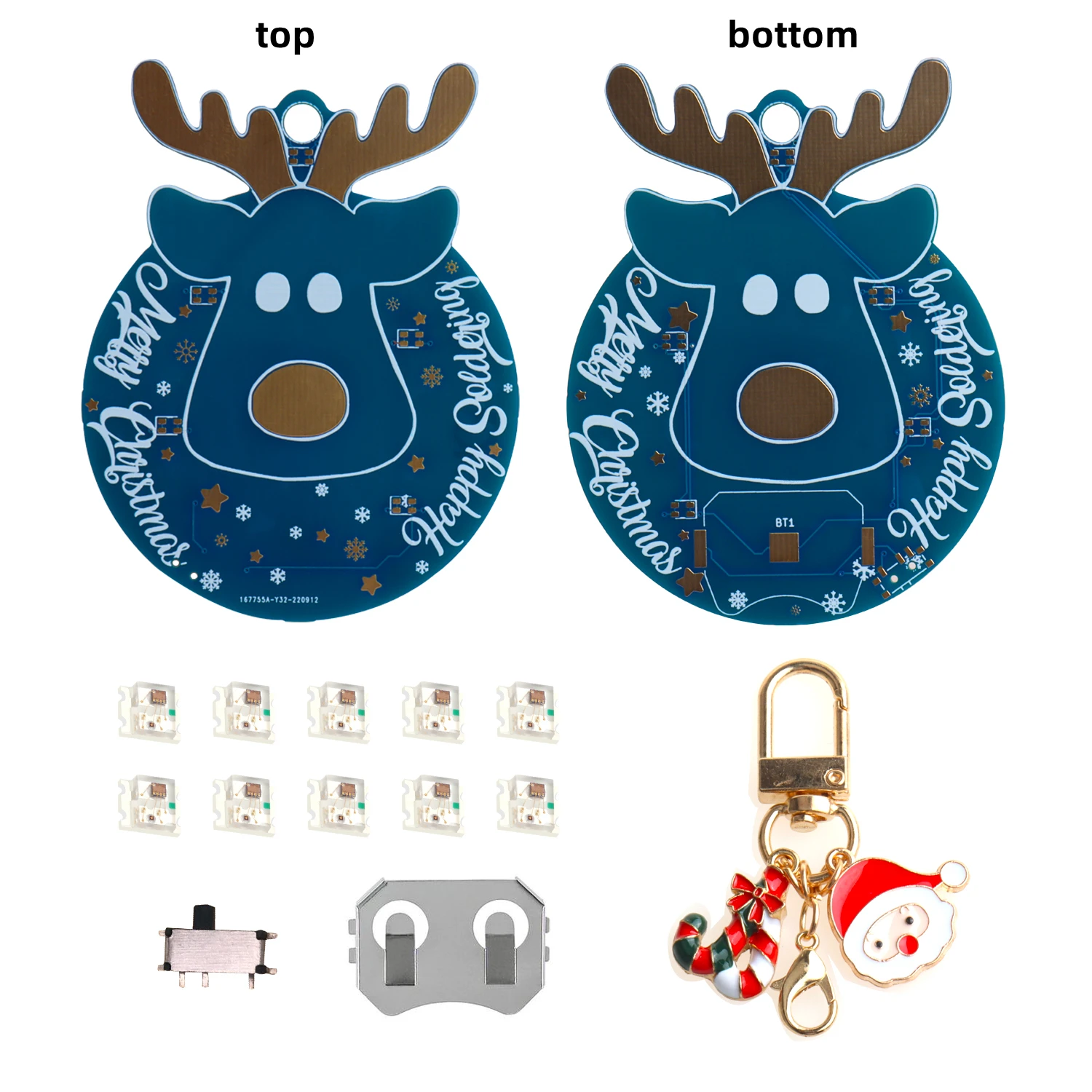 LED Blinking Christmas Tree Ornaments RGB Flashing LEDs XMAs Pendant Gift PCB Art Badge Board Decoration Soldering Kit