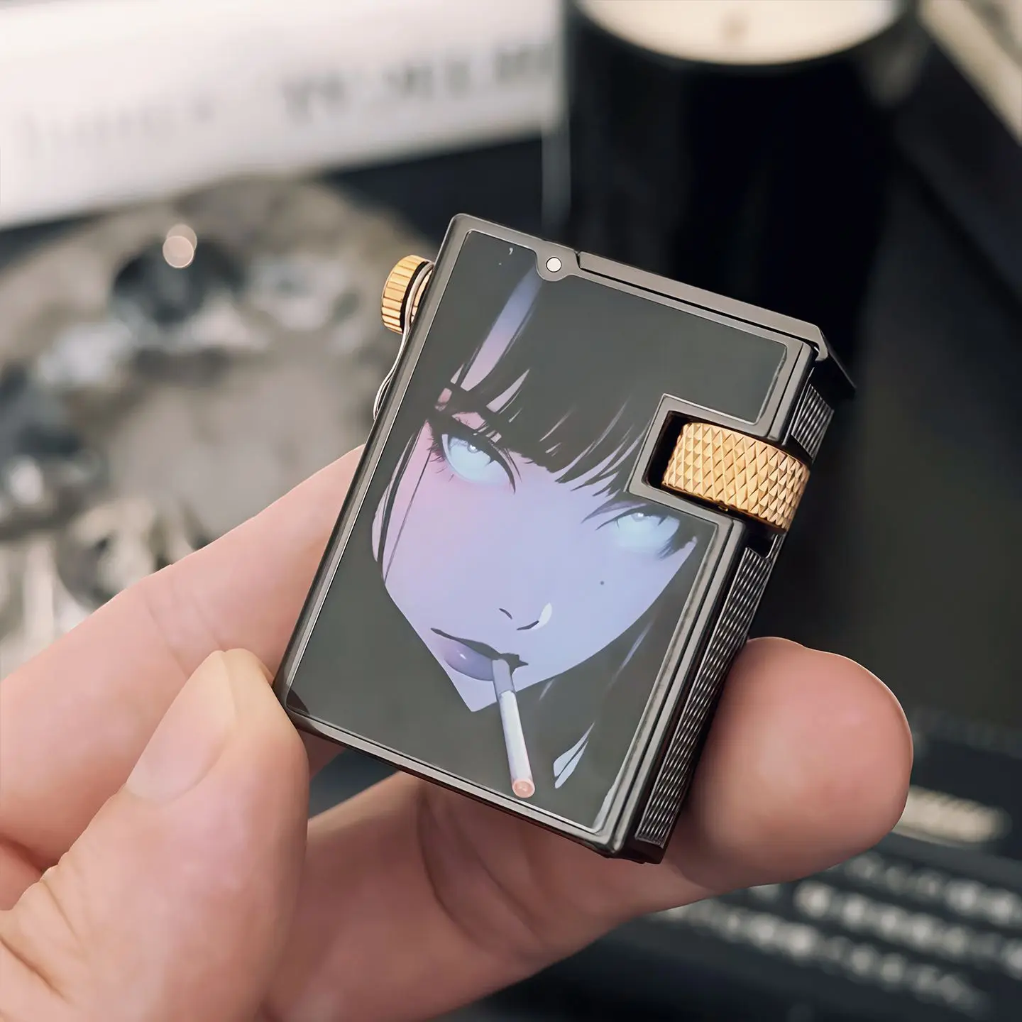 ZORRO's New Small Square Brick Side Pulley Kerosiene Lighter Push-open Cover Mini Exquisite High-looking Women's Holiday Gift