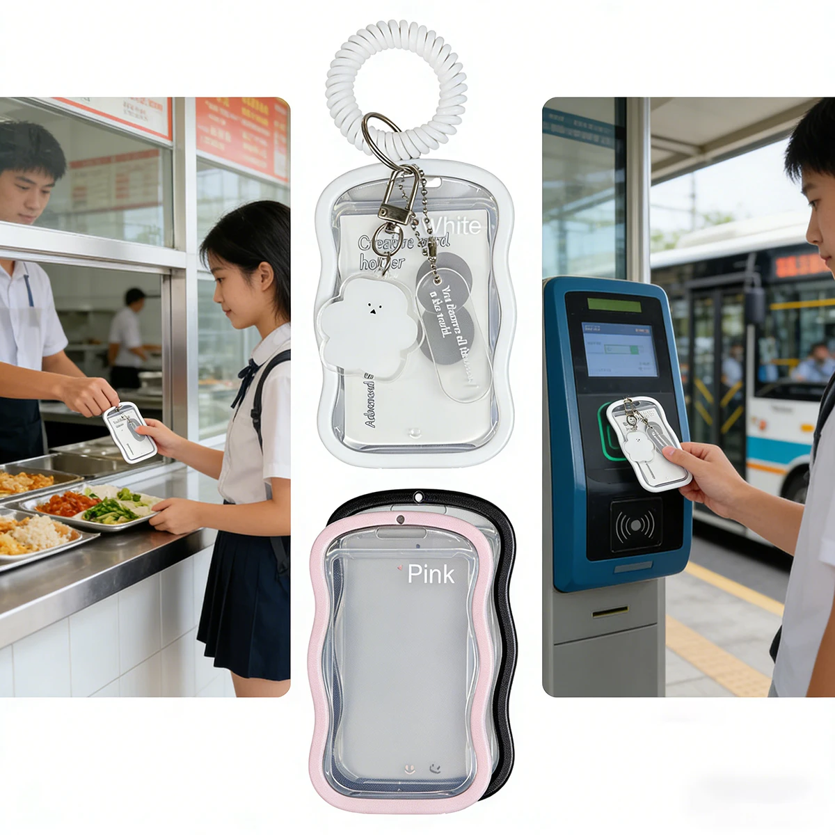 Creative Design Kpop Photocard Holder Transparent Card Holder Keychain Photo Sleeves Bus Card Student Card Case Photo Protector