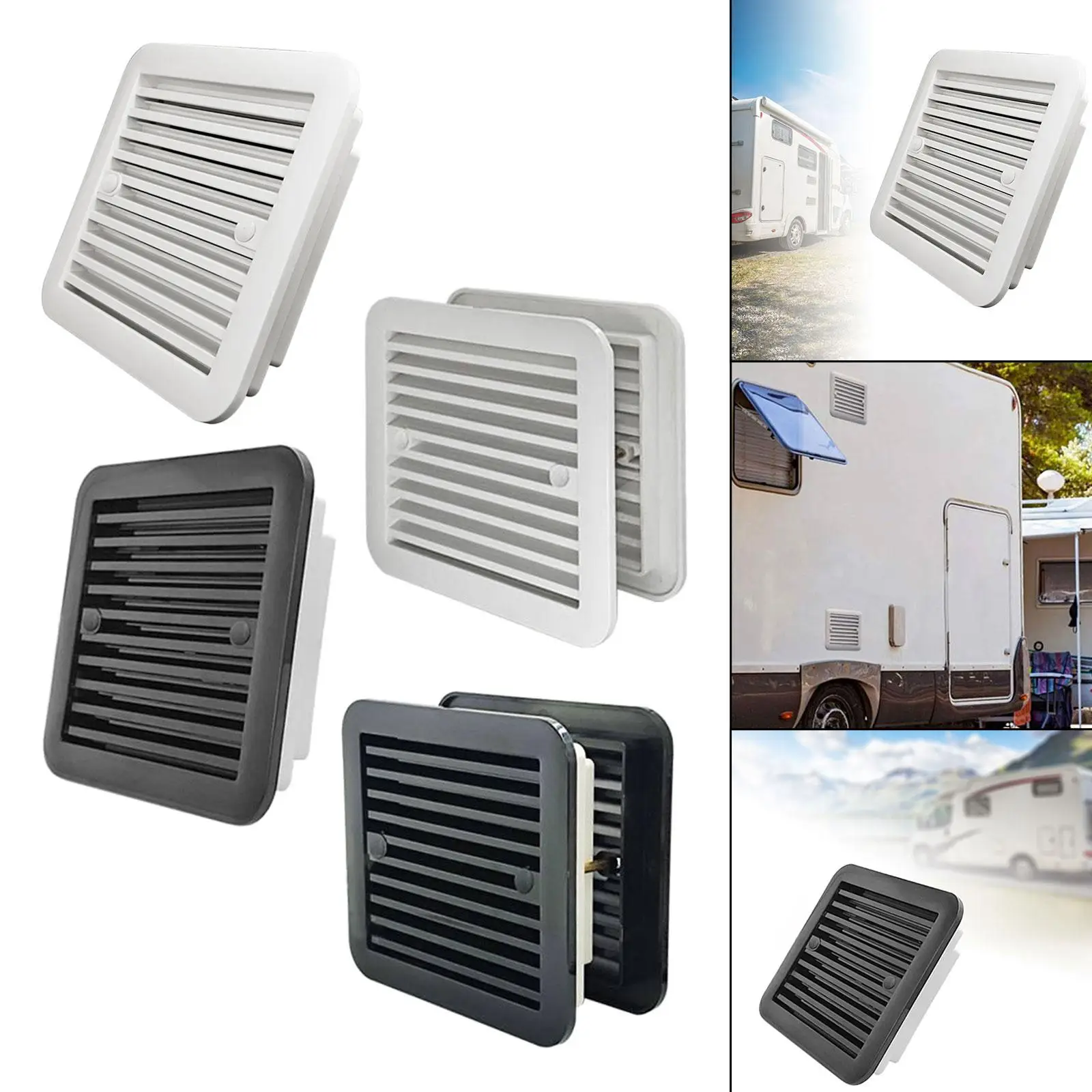 منفذ عادم جانبي عام ، مقاوم للغبار ، مقاوم للاهتراء ، تصميم قوي ، مقاوم للمطر ، نافذة تهوية هواء لسيارة RV المنزلية