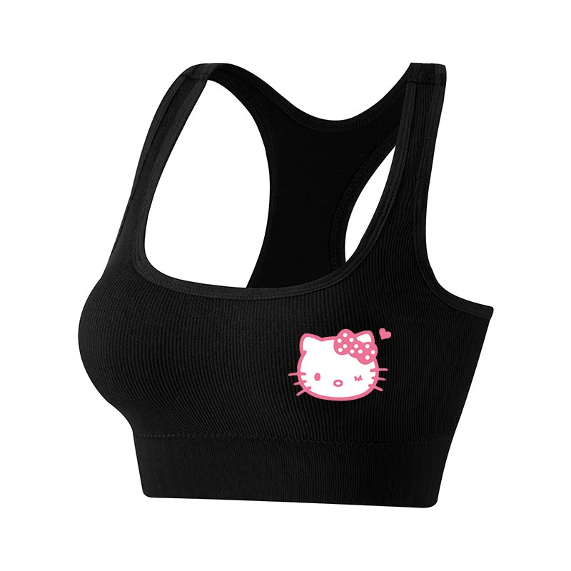 Sanrio Hello Kitty Cute Cartoon Seamless Sport Bra Top Breathable Fitness Running Top for Women Sports Vest Casual Tops Gift