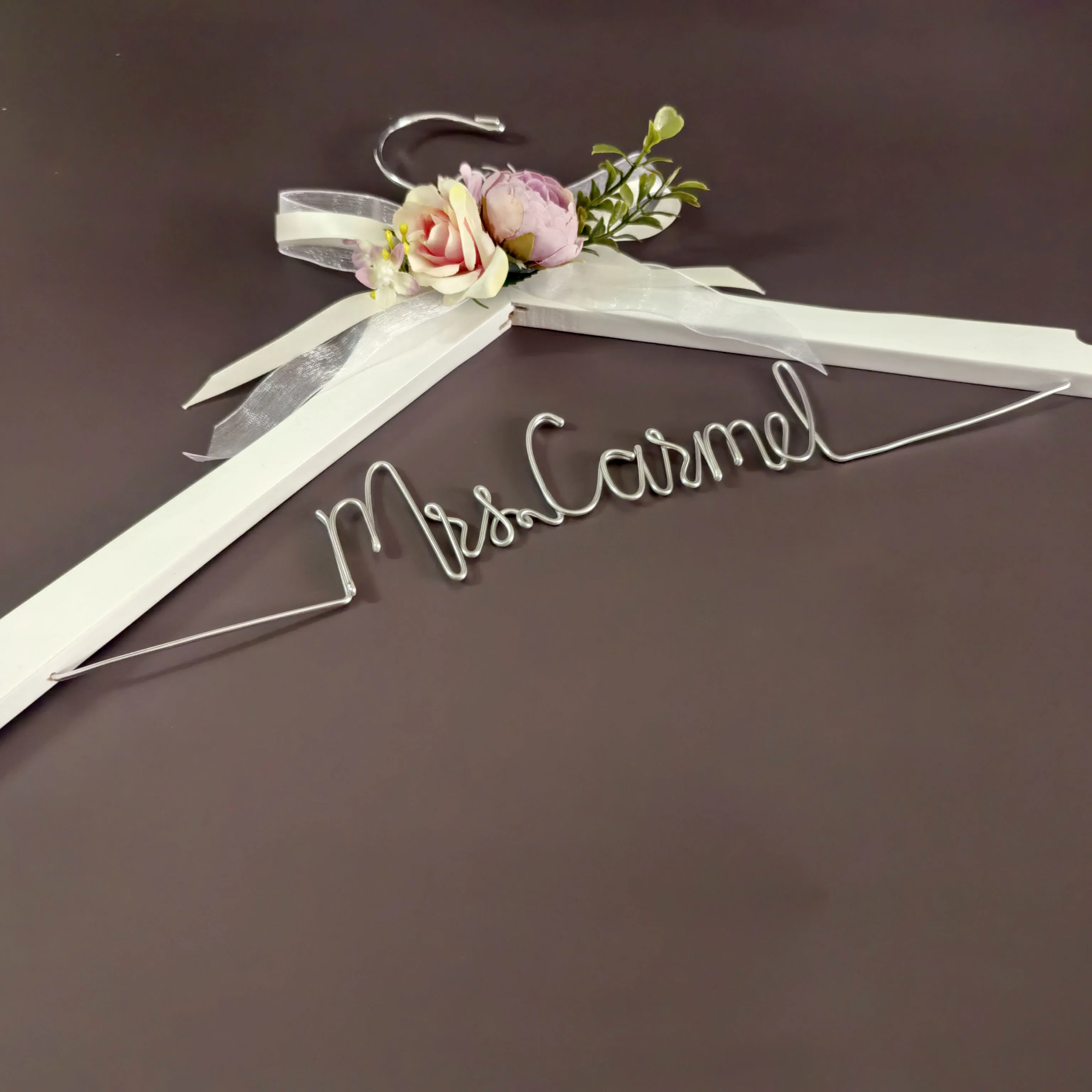 Personalization Wedding Hanger,Bridal Gift, Sir and Madam Anniversary, Graduation Ceremony, Flower