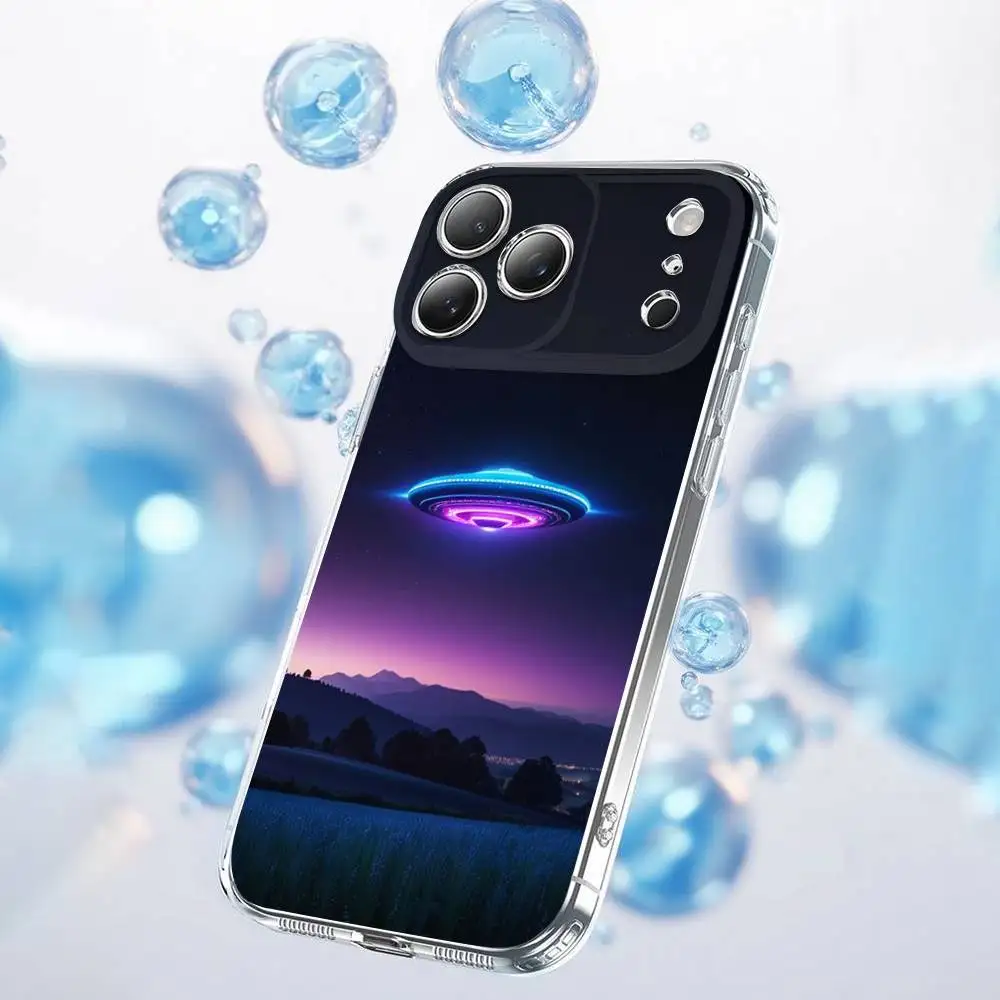 Engraçado espaço ufo alienígena coisa caso de telefone para iphone 17,16,15,14,13,12,11 plus, pro, max, plus, e, se4, ar, mini transparente