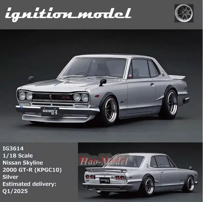 IG 1/18 dla Nissan Skyline 2000 GTR KPGC10 Model samochodu z żywicy Diecast Zabawki Chłopcy Prezenty urodzinowe Hobby Wyświetlacz Kolekcja Srebrny