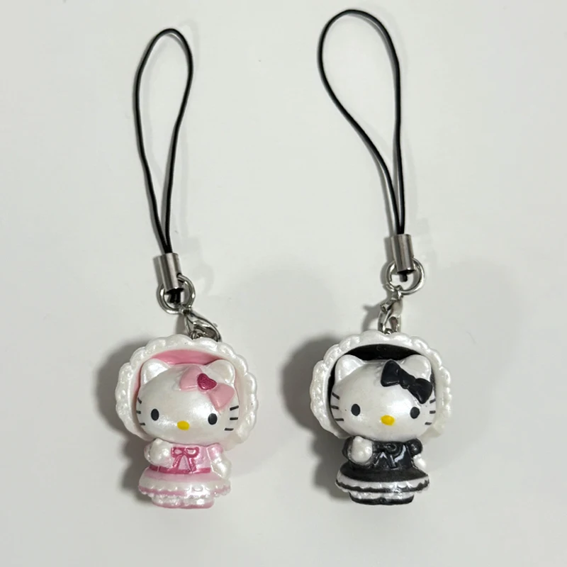 Colgante Vintage de Hello Kitty, decoración Kawaii, concha con estampado de leopardo japonés, bolso de Hello Kitty, adorno colgante, decoración