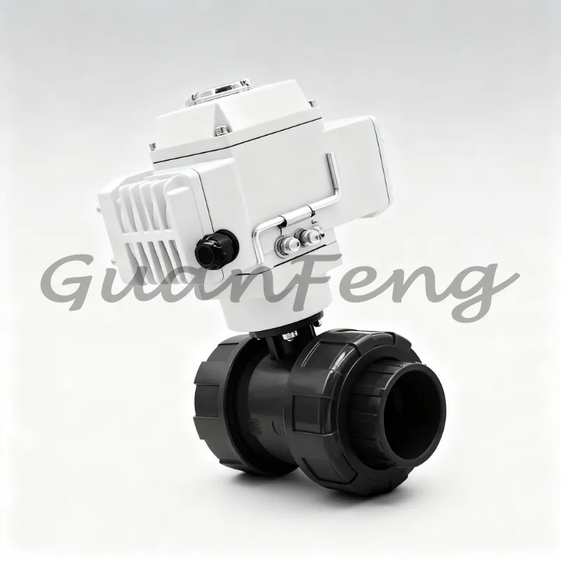 DN50 2 Inch UPVC Motorized Double Union Ball Valve, Custom Electric Ball Valve for Air Water