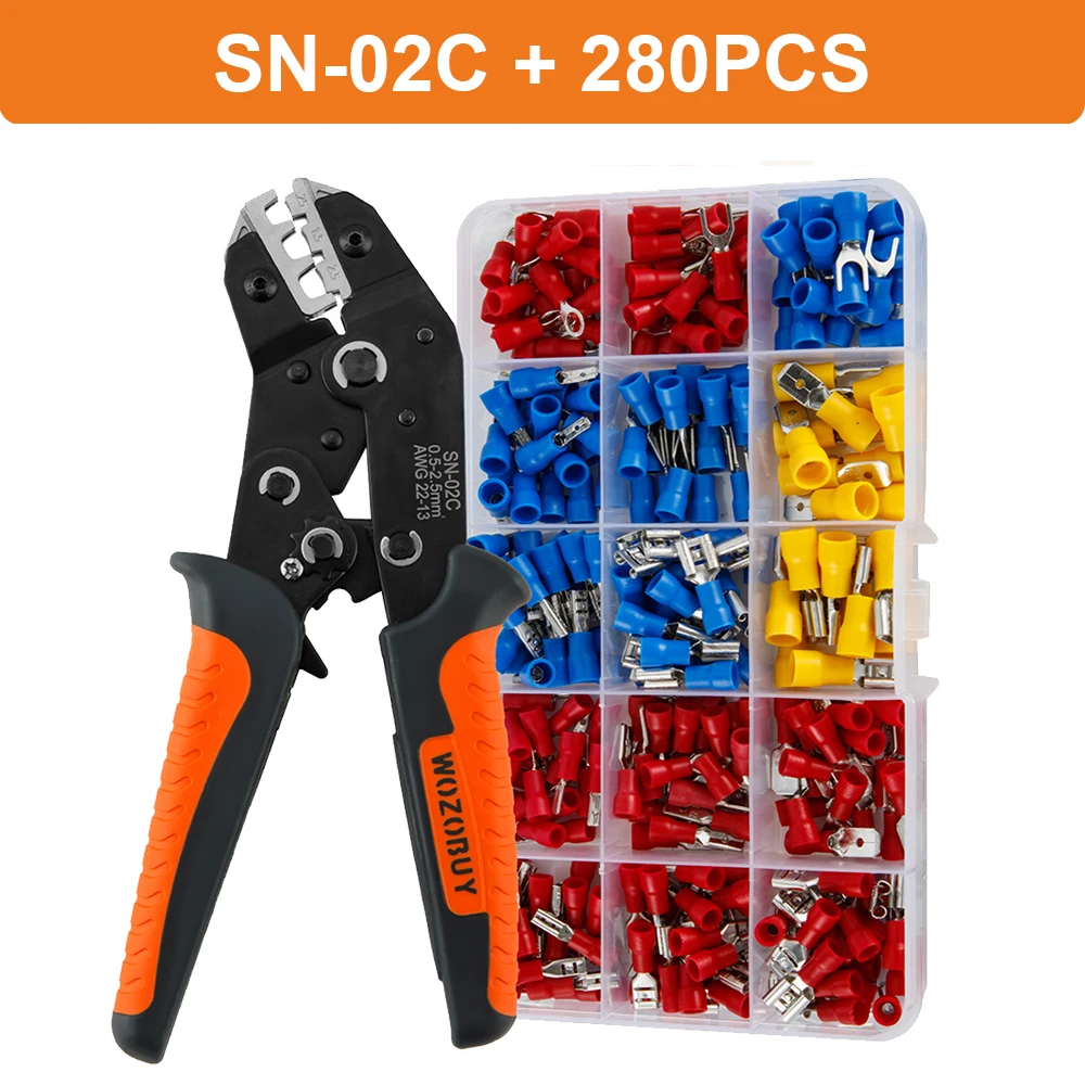 SN-02C Draht-Crimp-Werkzeug-Set, isolierte Draht-Elektro-Steckverbinder, Crimp-Stoß, Ring, Spaten, Klemmen, Kabelschuhe, Sortimentsset – Detail 6