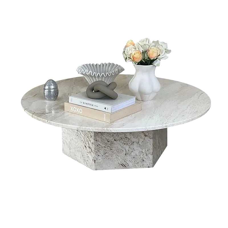 

Natural Cave Stone Tea Table Marble Living Room Wabi Sabi French Round Coffee Table