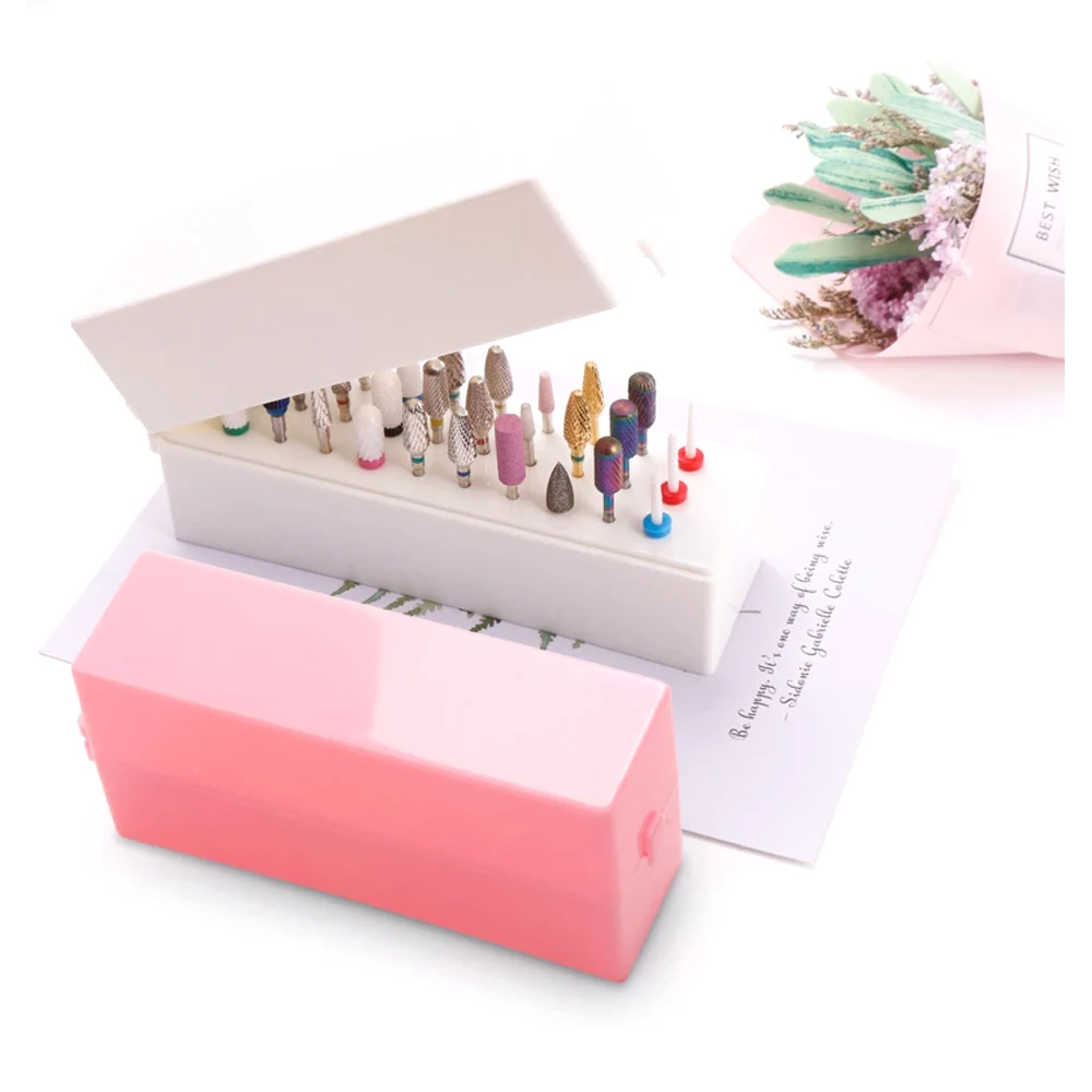 30 Holes Nail Art Drill Storage Box Professional Nail Artist Essentials Polish Holder Display Drill Bits Organizer Nail Stand