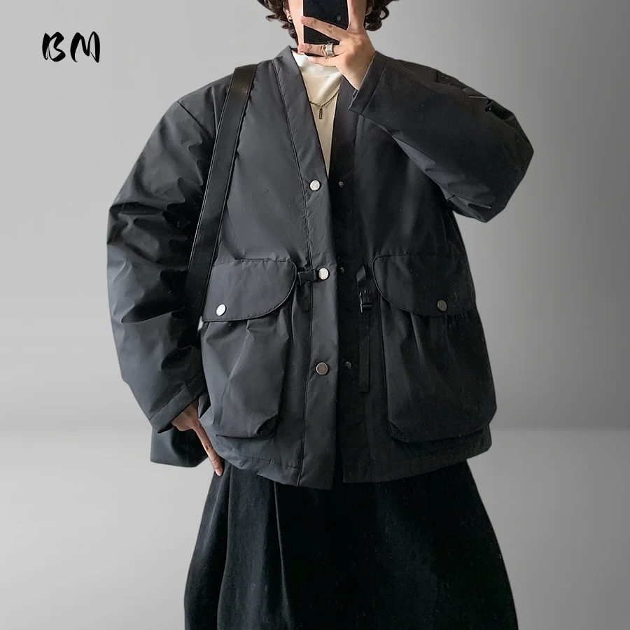 

Unisex American Vintage Streetwear Lightweight Puffer Jacket Winter White Duck Down V-Neck Relaxed Fit Warm High Quality Coat