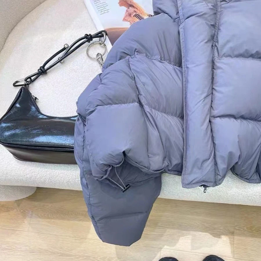여성용 패션 숏 후드 퀼팅 재킷 2025 겨울 신상 포켓 두꺼운 아우터웨어 시크 긴 소매 따뜻한 패딩 코트