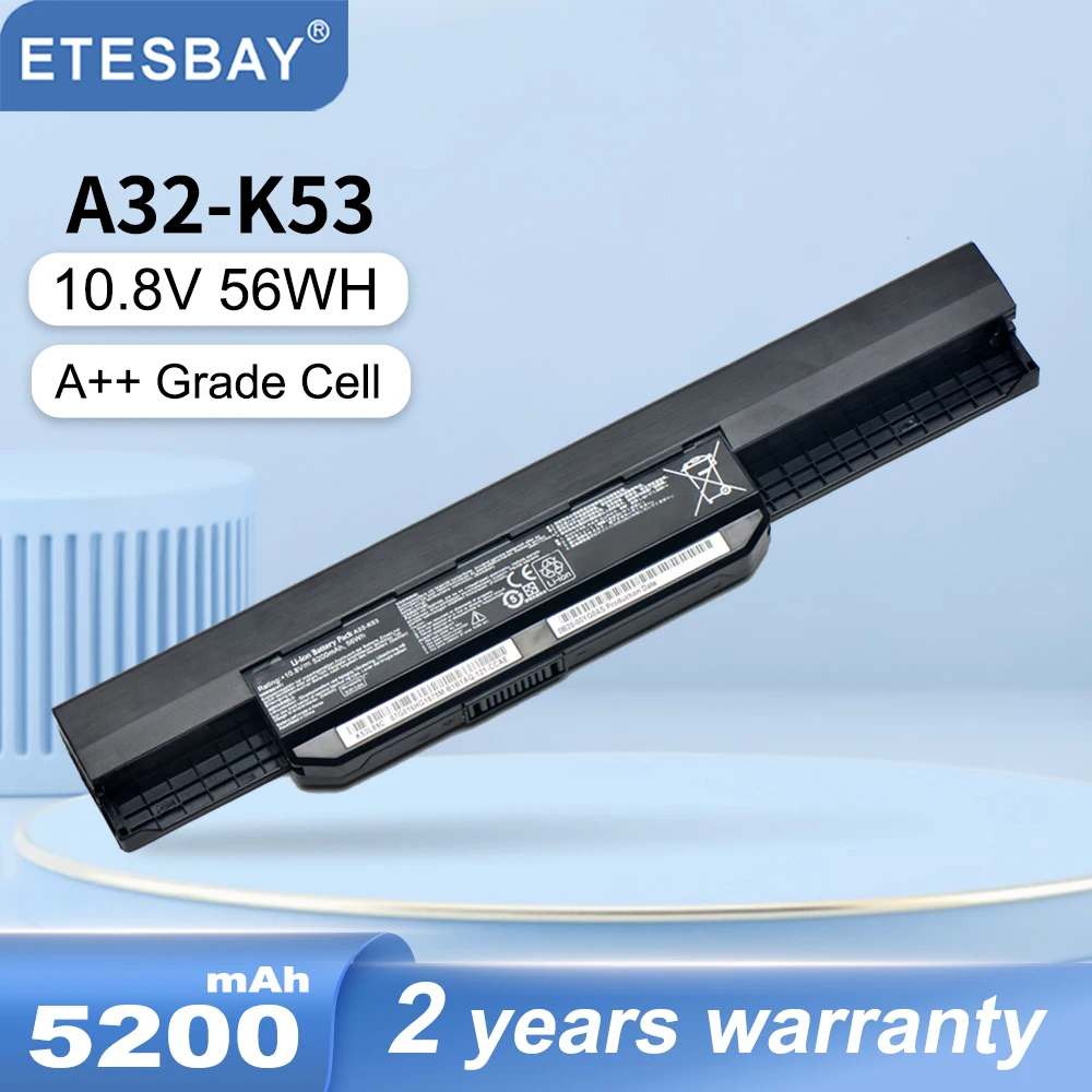 ETESBAY A32-K53 5200mAh 56WH Asus A43 A43E A53S K43E K43U K43S K43SJ K53 K53T K53S K53SV X54 X54H X44H X44LY