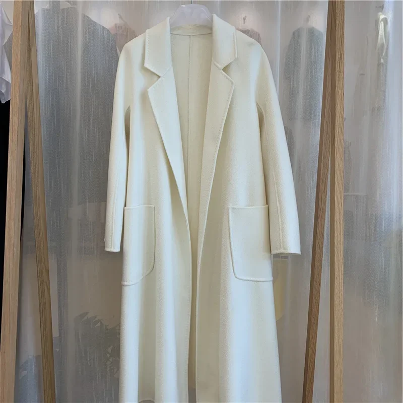 

Water ripple cashmere coat long high-end double-sided cashmere coat wholesale by female manufacturers