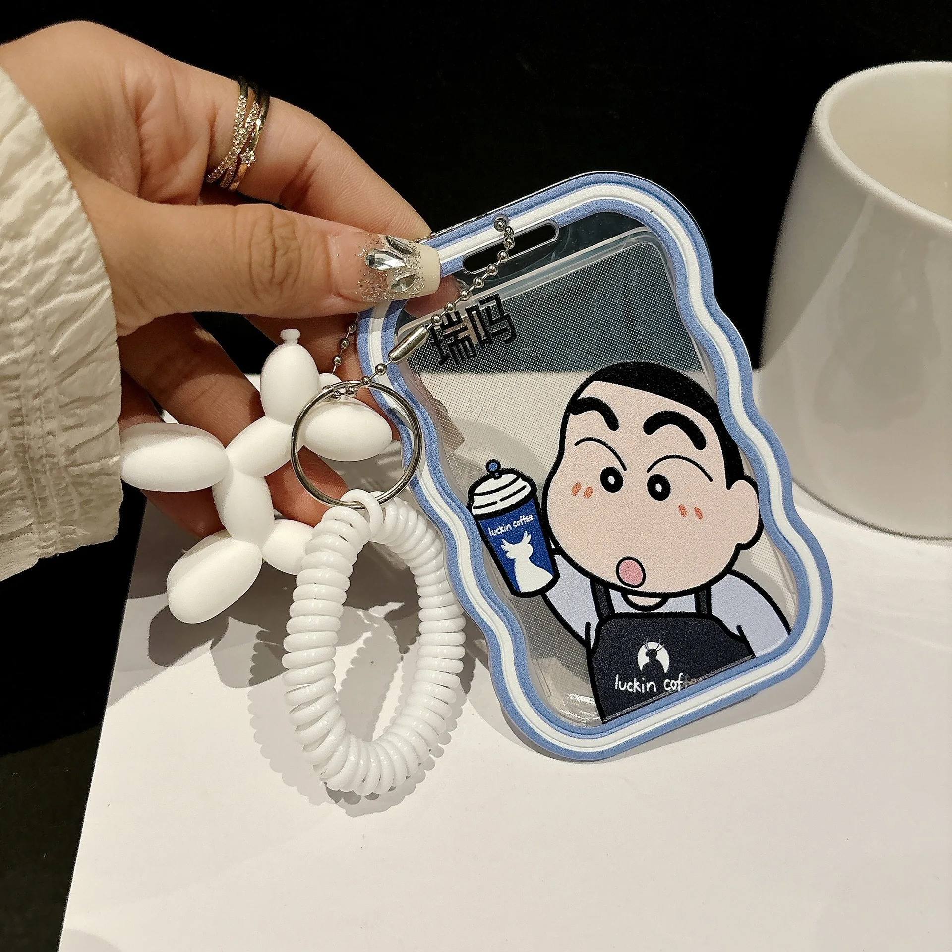 

Crayon Shinchan Card holders Cartoon Anime ID Student Photo Sleeves Card holder Shinchan Keychain Bus Transparent Card Case Gift