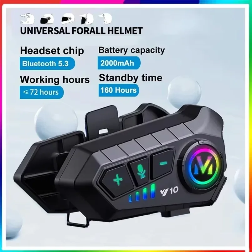 Y10 Motorcycle Bluetooth 5.3 Helmet Headset Wireless Hands-free Call with Noise Reduction Waterproof Music Player Speaker