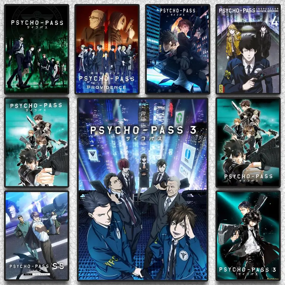 Anime P-Psycho Pass Poster Self Adhesive Wall Stickers Removable Room Decor Aesthetic Space Murals Fancy Gift