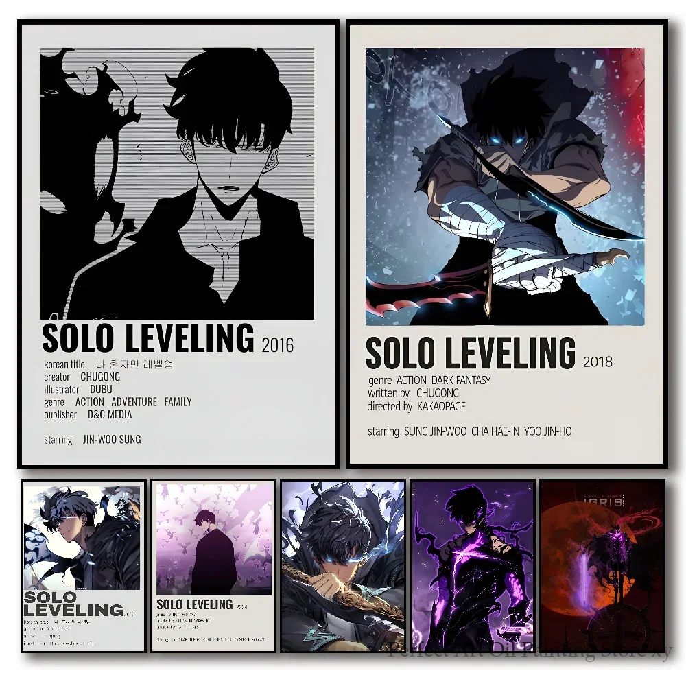1PC Solo Leveling Anime Poster Papier Druck Hause Wohnzimmer Schlafzimmer Eingang Bar Restaurant Cafe Kunst