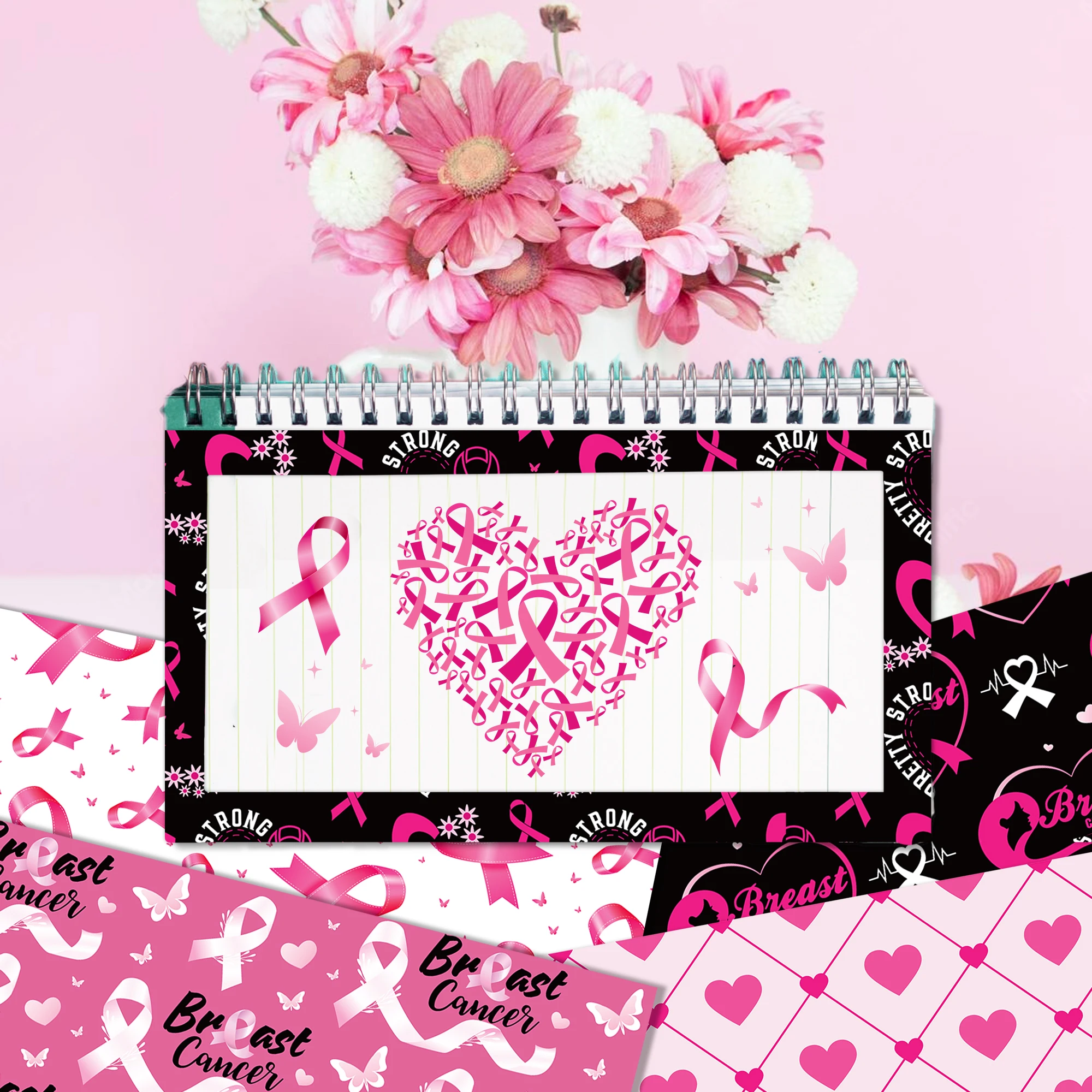24pcs Pink Ribbon Scrapbook Paper, 30*30cm Background Paper, DIY Craft  Scrapbooking Craft Paper,Photo Album Decoration Paper