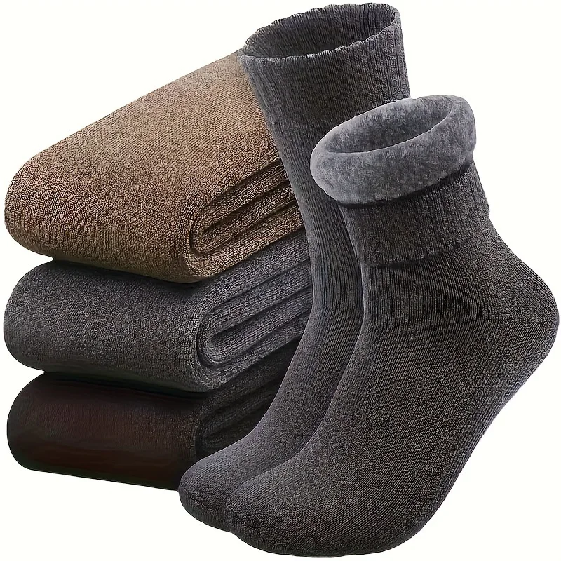 3 Paar Stiefelsocken für Damen, Thermosocken für dicke Wintersocken im Freien, warme Socken, weiche, warme, klassische Baumwollsocken für große Mädchen