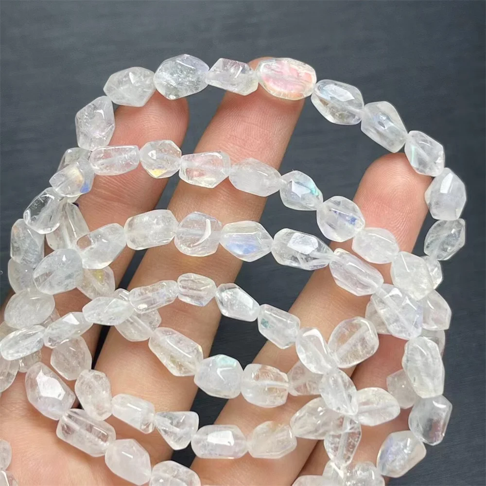 

1 Pc Fengbaowu Natural Colorful Moonstone Bracelet Irregular Shape Beads Reiki Healing Stone Fashion Jewelry Gift Women Men