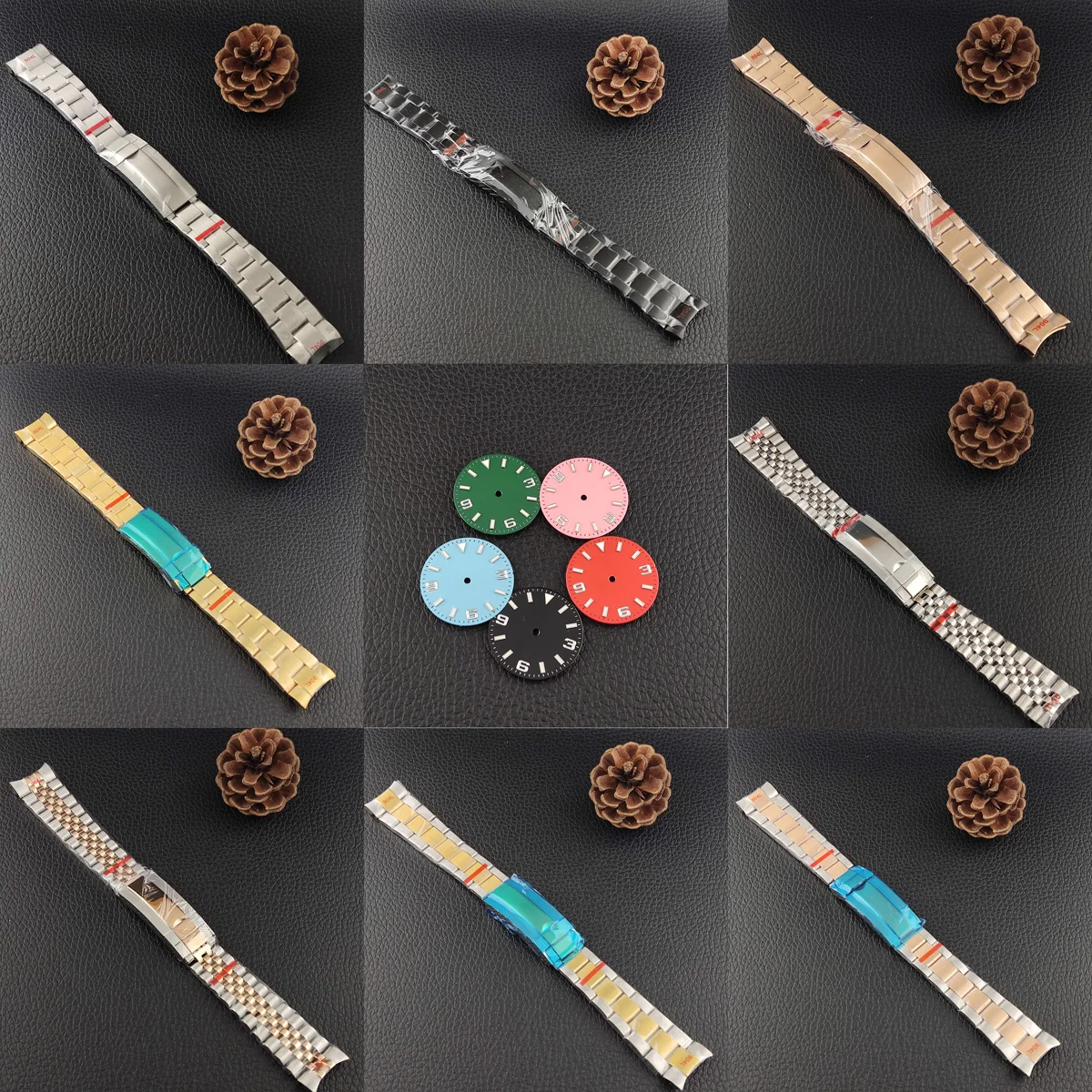 NH35 WATCH 20mm Silver Gold Rose Gold Watch Strap Steel Male Watch Accessories Replacement Bracelet Fits GMT Case Folding Buckle