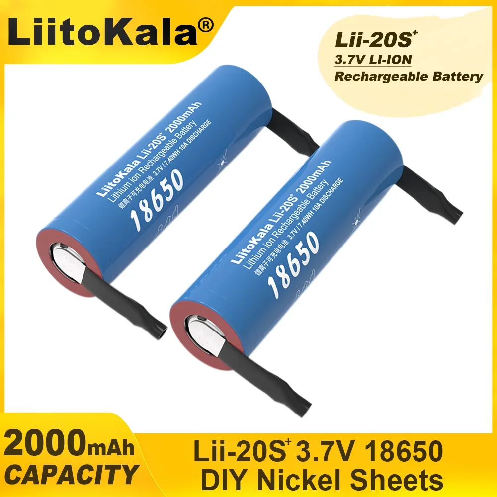 LiitoKala Lii-20S Nickel 18650 2000mAh 3.7V Power Rechargeable Lithium Battery for Electric Tools