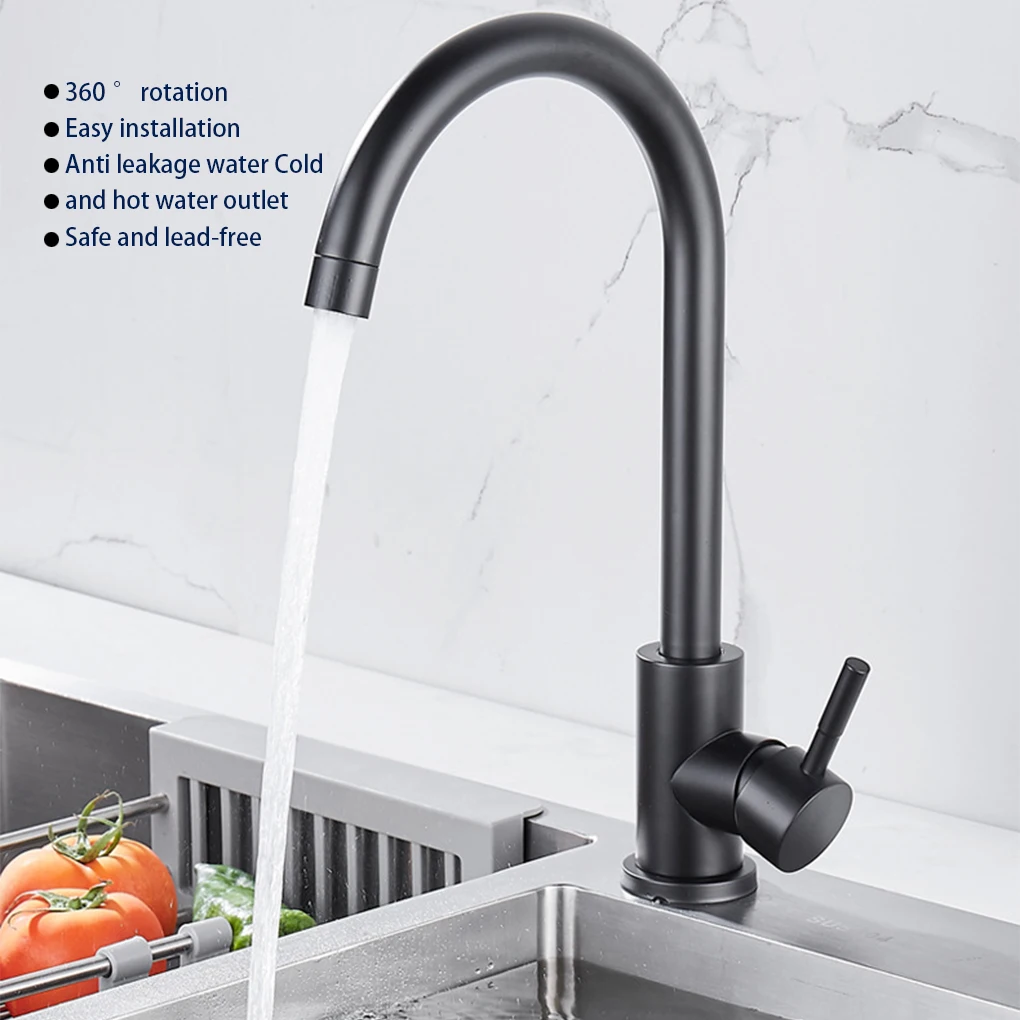 Stainless Steel Luxurious And Affordable Modern Kitchen Faucet With Water-saving Tap black +60CM pipe