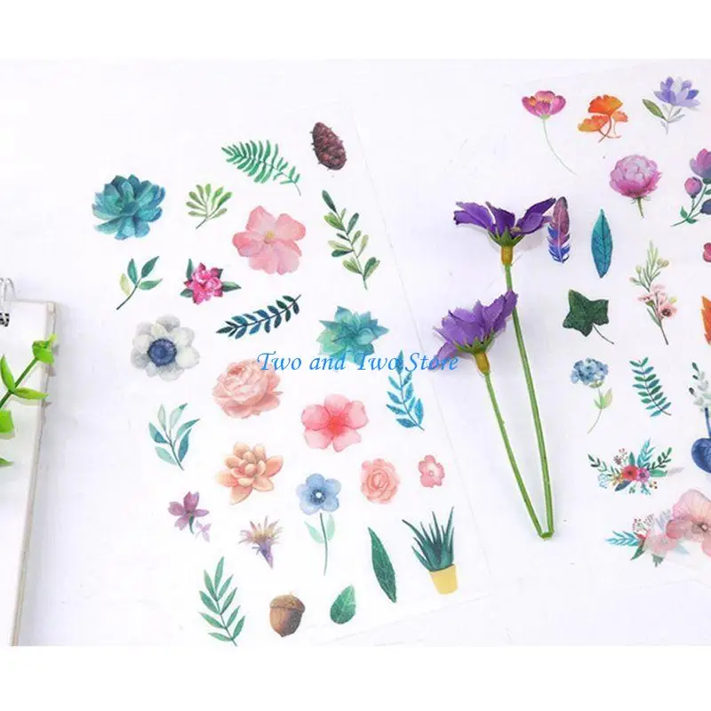 

HX6F 6 Pcs Multicolor Flower Leaves Resin Sticker Epoxy Resin Mold Frame Fillers Material Jewelry for Phone Bottle Laptop