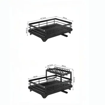 조절 가능한 스테인리스 스틸 접시 건조 랙, 주방 접시 정리함, 배수판 위에 싱크대, 배수구 보관 정리함