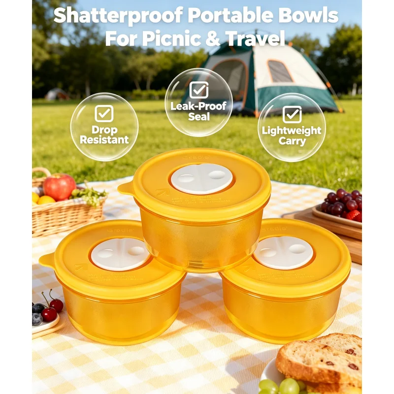 

3pcs Gradle Trendy 400ml Airtight Lunch Box, Microwave & Freezer Safe Shatterproof Food Container