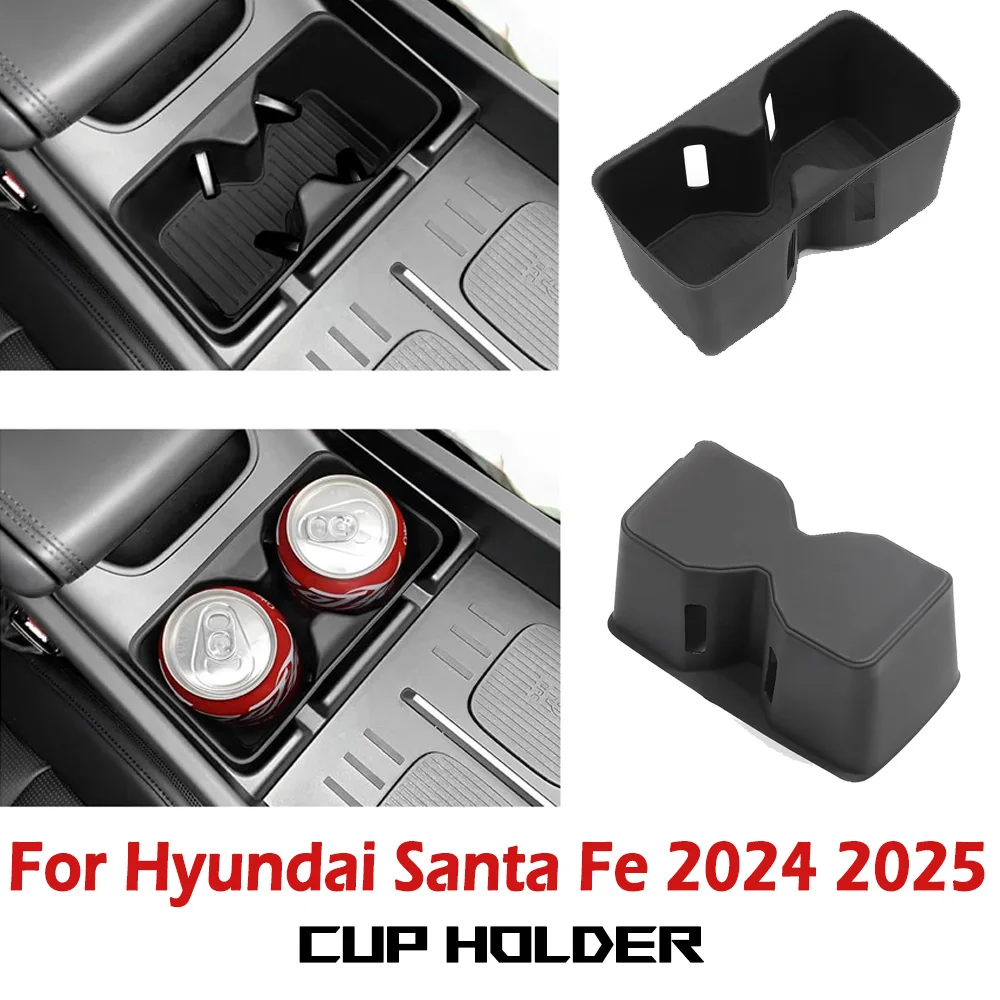 

Center Console Cup Holder Insert for Hyundai Santa Fe 2024 2025,Silicone Shock-Absorbing Cup Tray Tidying Car Accessories