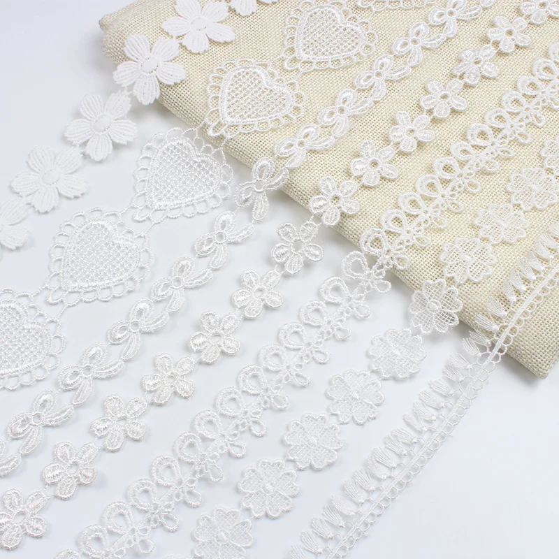 2Yards/Lot Soluble White Lace Crafts Ribbon Diy Wedding Dress Skirt Edge Wrapping Jewelry Trims Accessories Fabric For Sewing