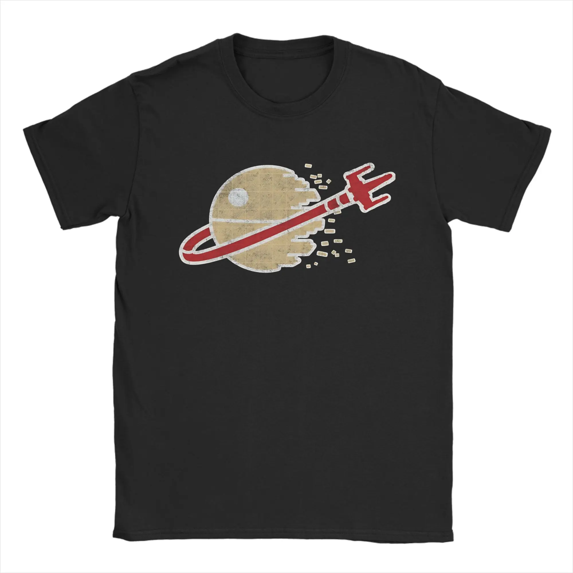 Classic Space Scene Distressed T-Shirt for Men Women  Casual 100% Cotton Tee Shirt Crewneck Short Sleeve T Shirt Summer Clothes