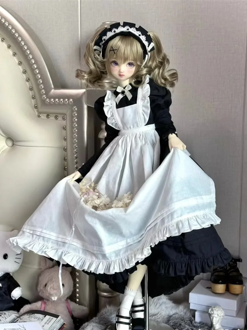 5-Piece Set Spot Inventory 1/3 1/4 75cm Maid Costume Doll Clothes Black White Daily Maid Boys Girls Gifts Toys Doll Accessories