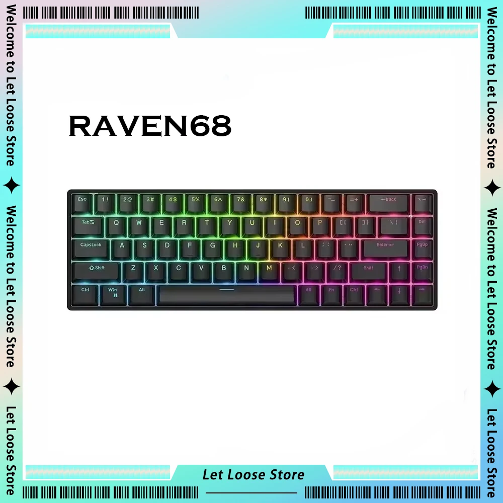 Teamwolf Raven68 Mechanical Keyboards Magnetic Switch Wired 68keys Hot Swap Quick Trigger Gamer Keyboard Rgb Fps Gaming Keyboard